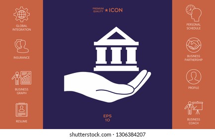 Hand holding bank. Graphic elements for your design