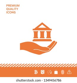 Hand holding bank. Graphic elements for your design
