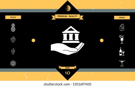 Hand holding bank. Graphic elements for your design