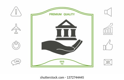 Hand holding bank. Graphic elements for your design