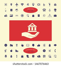 Hand holding bank. Graphic elements for your design