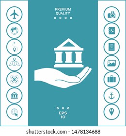 Hand holding bank. Graphic elements for your design