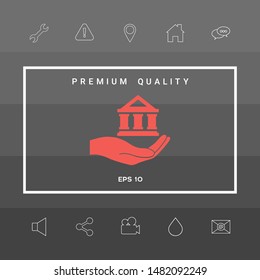 Hand holding bank. Graphic elements for your design
