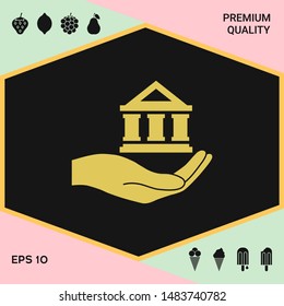 Hand holding bank. Graphic elements for your design