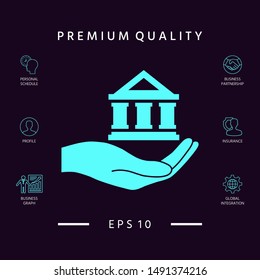 Hand holding bank. Graphic elements for your design
