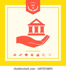 Hand holding bank. Graphic elements for your design