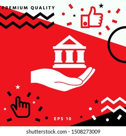 Hand holding bank. Graphic elements for your design