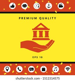 Hand holding bank. Graphic elements for your design