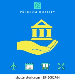 Hand holding bank. Graphic elements for your design