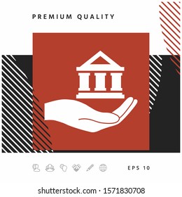 Hand holding bank. Graphic elements for your design