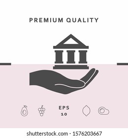 Hand holding bank. Graphic elements for your design