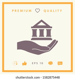 Hand holding bank. Graphic elements for your design