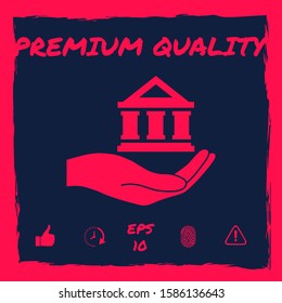 Hand holding bank. Graphic elements for your design