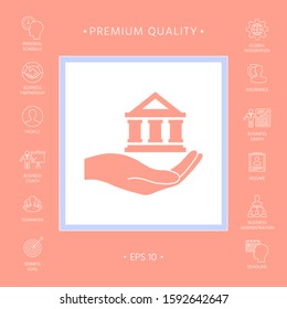 Hand holding bank. Graphic elements for your design