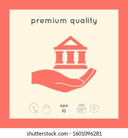 Hand holding bank. Graphic elements for your design