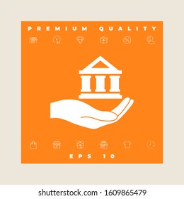 Hand holding bank. Graphic elements for your design