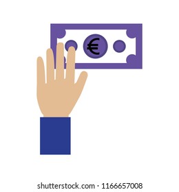 hand holding banknote euro money cash