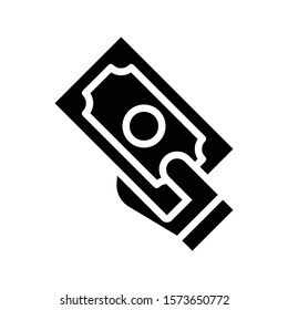 Hand holding banknote  vector, Black friday related solid design icon