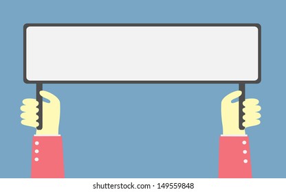 hand holding a banner 