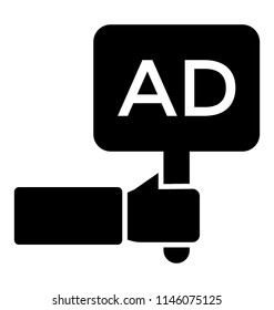 Hand holding a banner having copyspace for ads