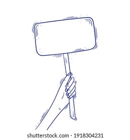 Hand holding banner - Manifestation, protest sign, activist placard - Fight for rights, social movement concept, space for text - Vector illustration isolated