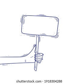 Hand holding banner - Manifestation, protest sign, activist placard - Fight for rights, social movement concept, space for text - Vector illustration isolated