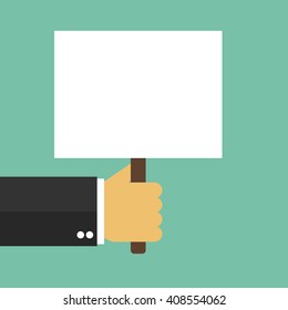 Hand holding banner paper, vector