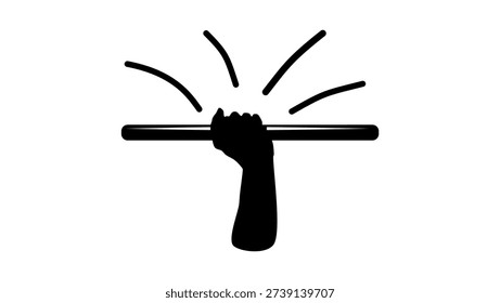 hand holding bar , black isolated silhouette