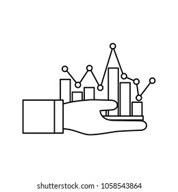 hand holding bar graph pointed line finance business