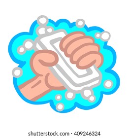 Hand Holding Bar of Soap