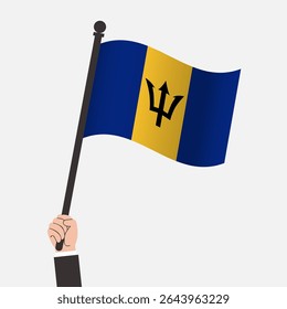 Hand Holding Barbados Waving Flag