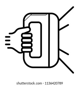 Hand holding barcode scanner icon 