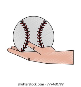 Hand holding baseball ball