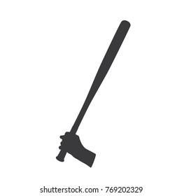 Hand holding a baseball bat, vector illustration design. Hands collection.