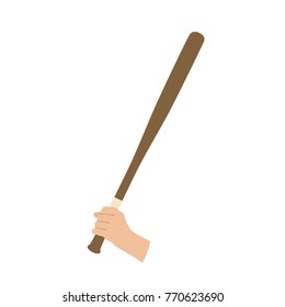 Hand holding a baseball bat, vector illustration design. Hands collection.