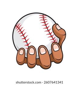 hand holding baseball vector illustration design