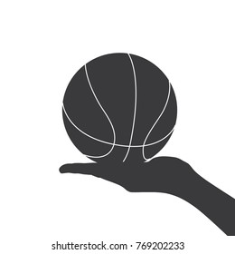 Hand holding a basketball ball, vector illustration design. Hands collection.