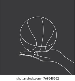 Hand holding a basketball ball, vector illustration design. Hands collection.