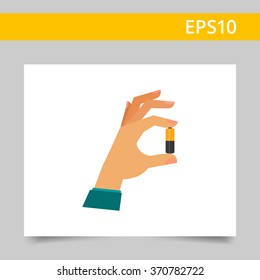 Hand holding battery