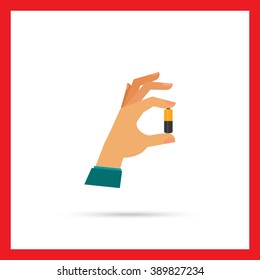 Hand holding battery