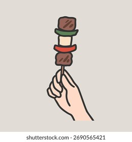 Hand, die den BBQ hält, Vektorgrafik