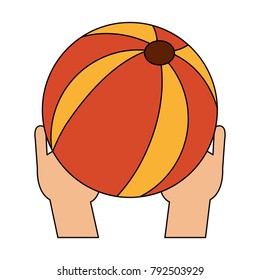 Hand holding beach ball