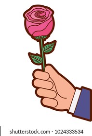 hand holding beautiful flower nature