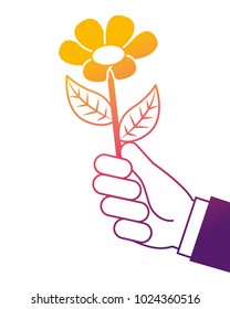 hand holding beautiful flower nature