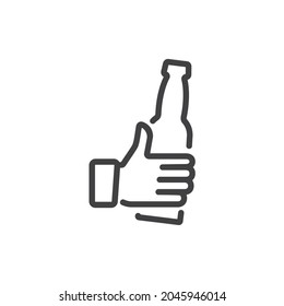 Hand, die eine Bierflasche hält Symbol.