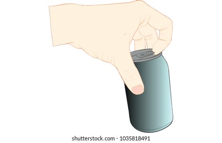hand holding beer can vector
