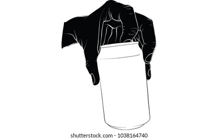 hand holding beer can vector