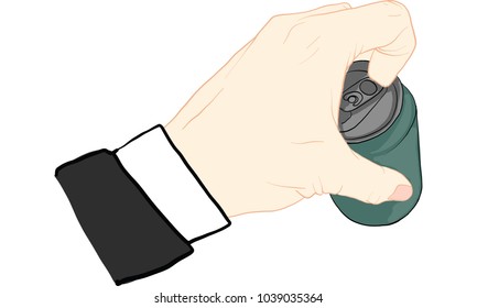 hand holding beer can vector