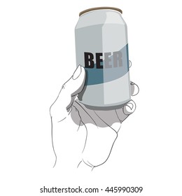hand holding beer can,vector