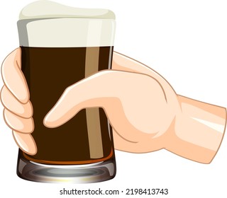 Hand holding beer glass illustration